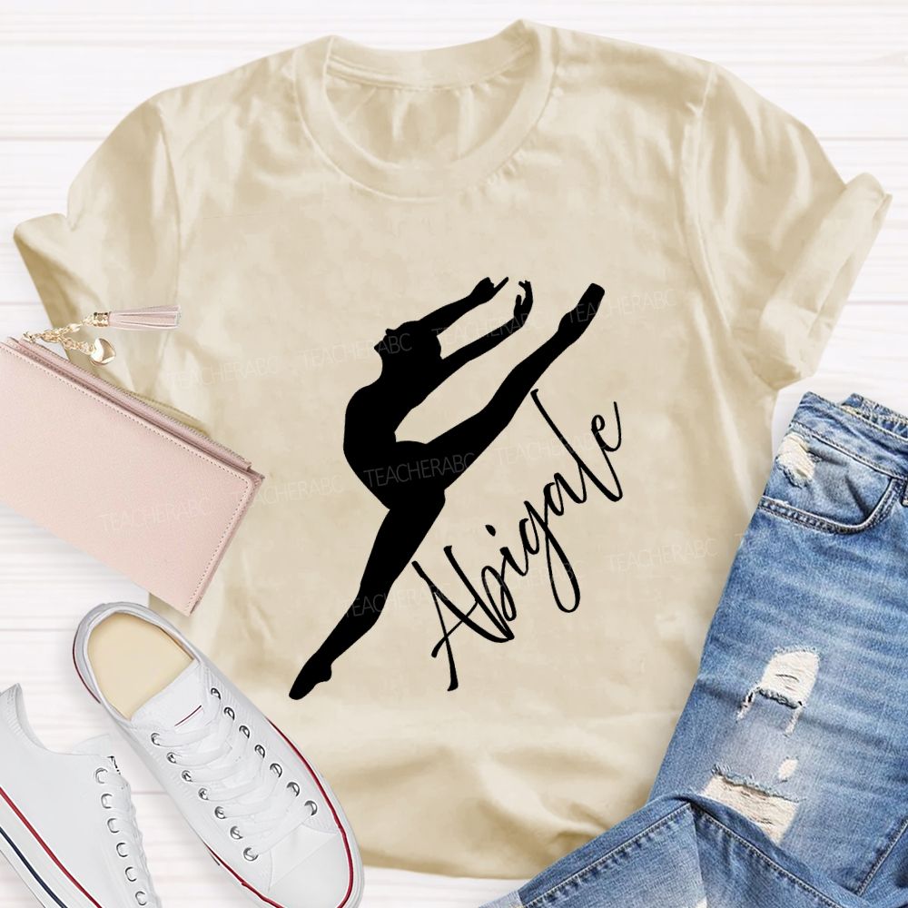 Personalized Name Spinning And Jumping Dancers Teacher T-Shirt