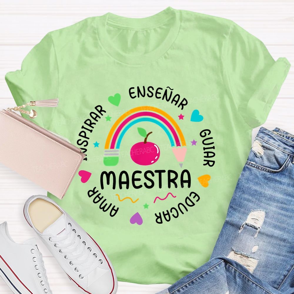 Maestra Guiar Educar Spanish Teacher T-shirt