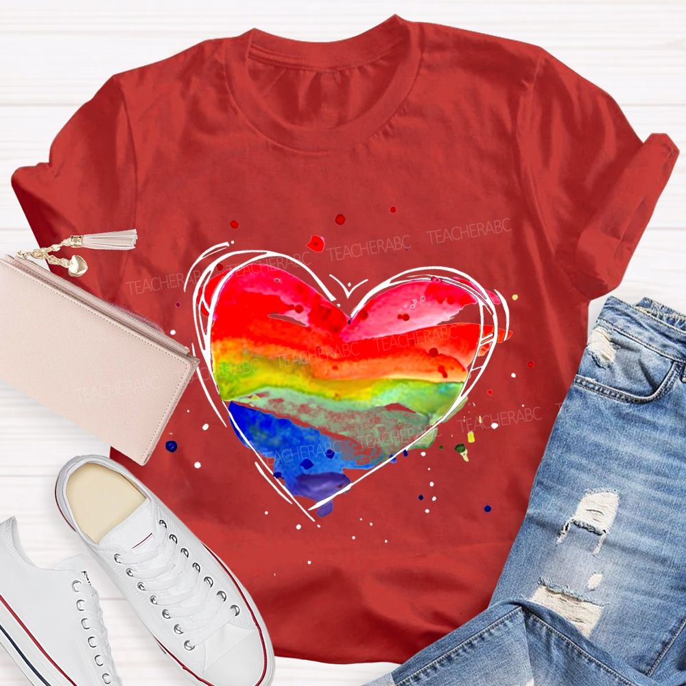Color Gradient Hearts And Art Teacher T-shirt