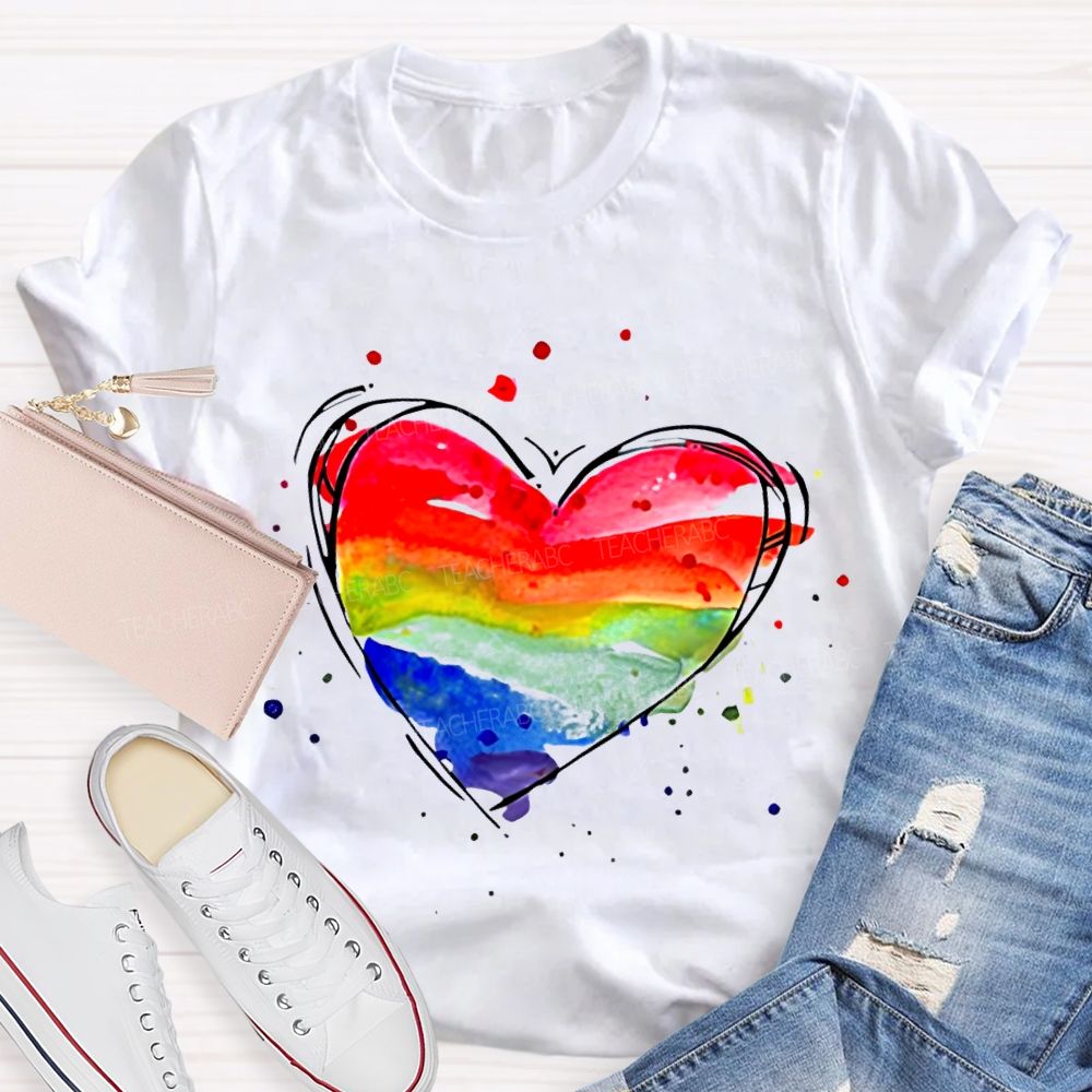 Color Gradient Hearts And Art Teacher T-shirt