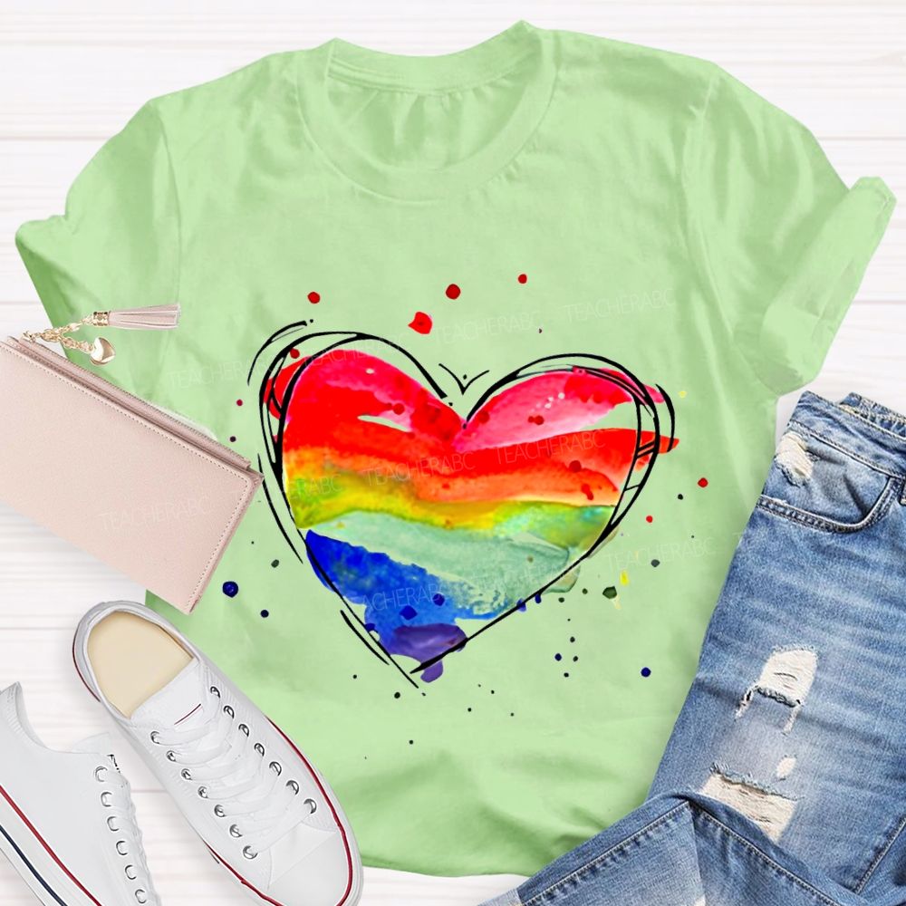 Color Gradient Hearts And Art Teacher T-shirt