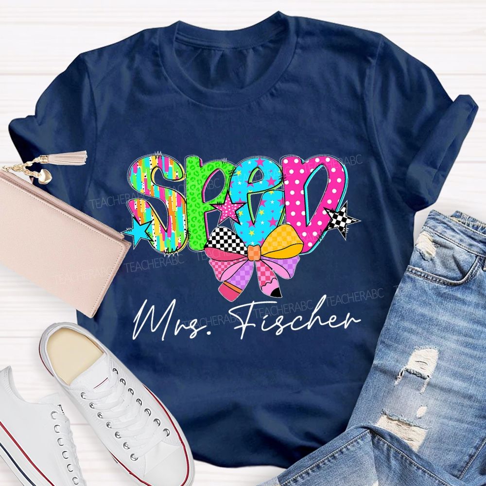 Personalized Name SPED Colorful Letters Teacher T-shirt