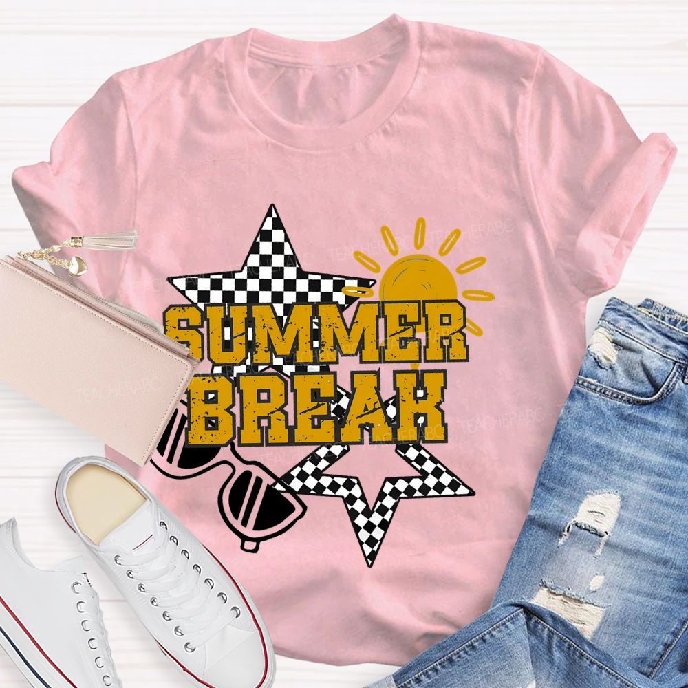 Summer Break Grid Stars Teacher T-shirt