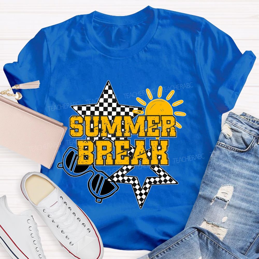 Summer Break Grid Stars Teacher T-shirt