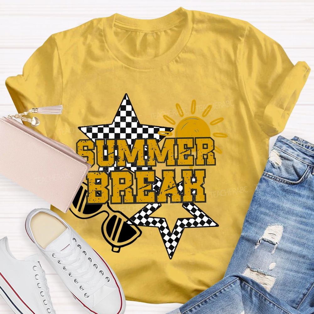 Summer Break Grid Stars Teacher T-shirt