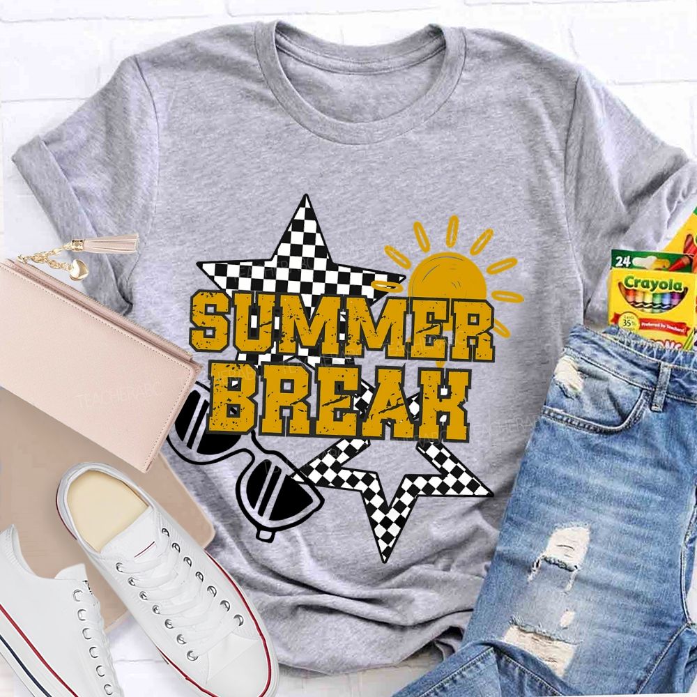 Summer Break Grid Stars Teacher T-shirt