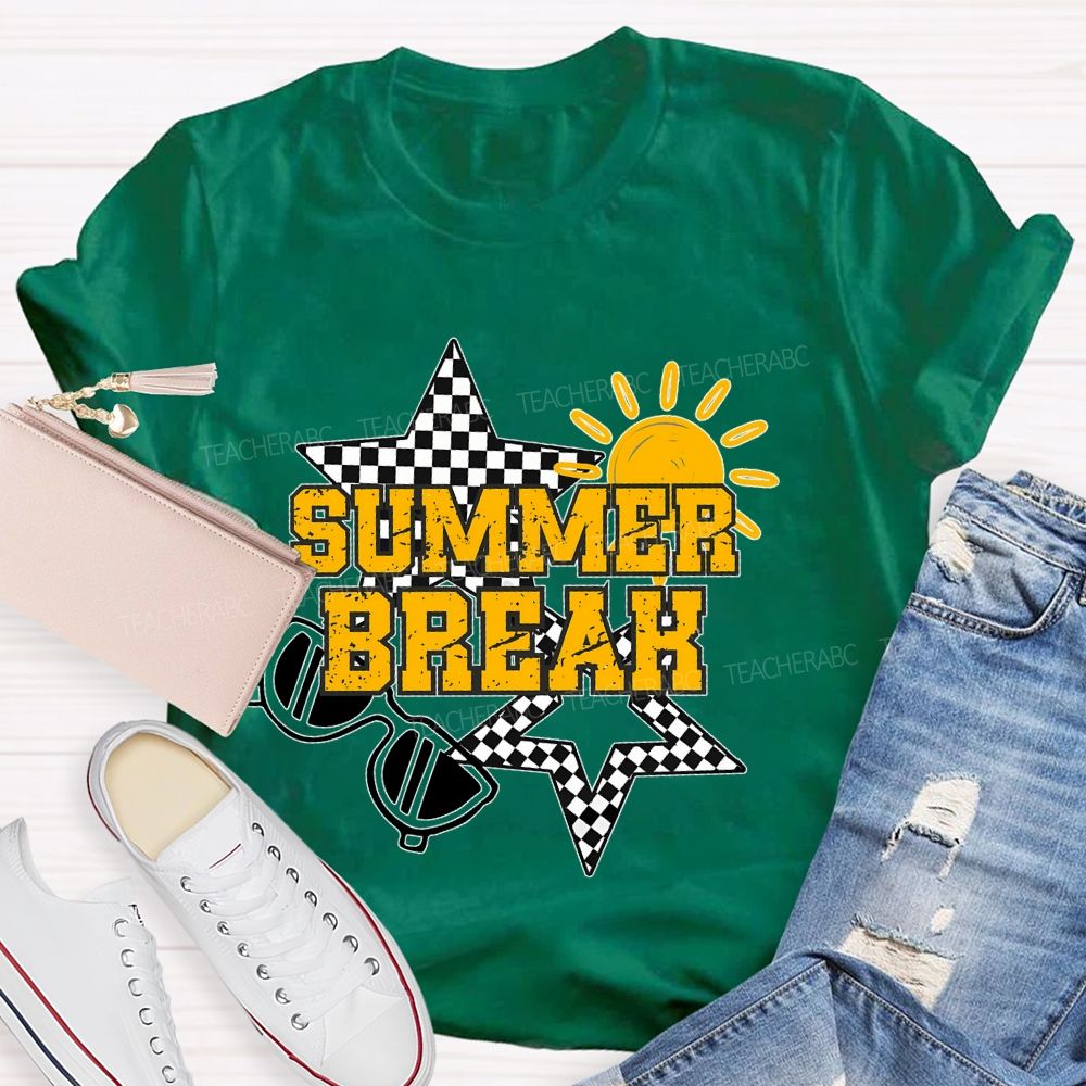 Summer Break Grid Stars Teacher T-shirt