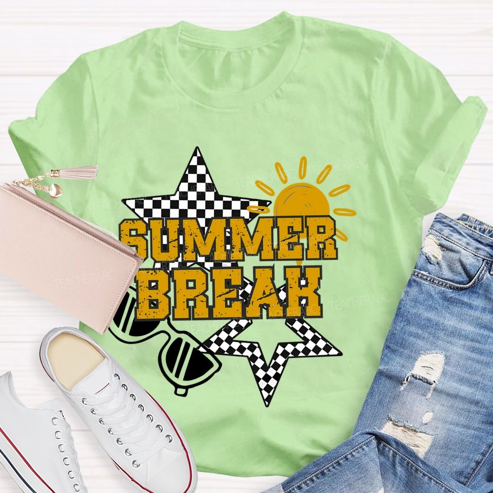 Summer Break Grid Stars Teacher T-shirt