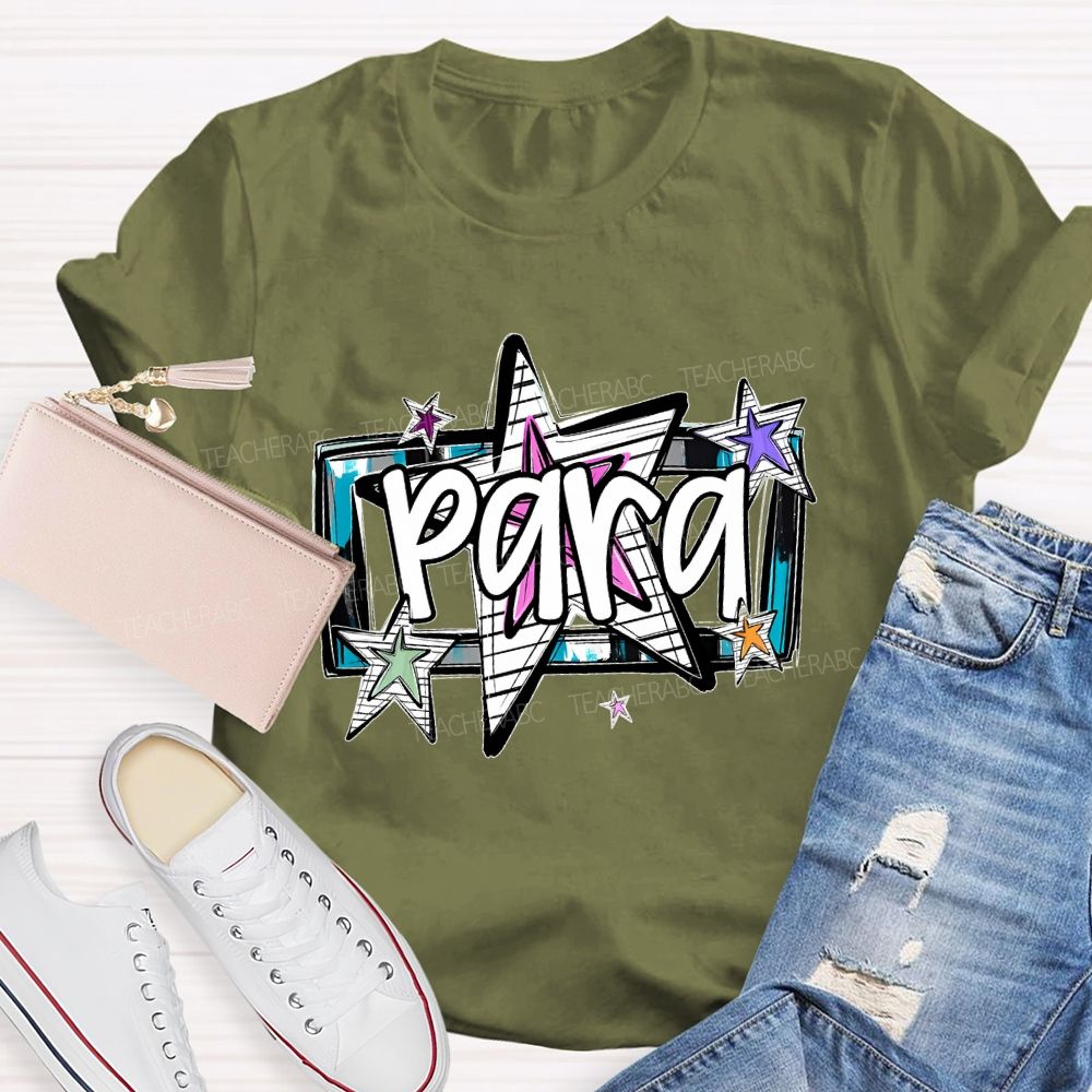Para Stars Pattern Teacher T-shirt