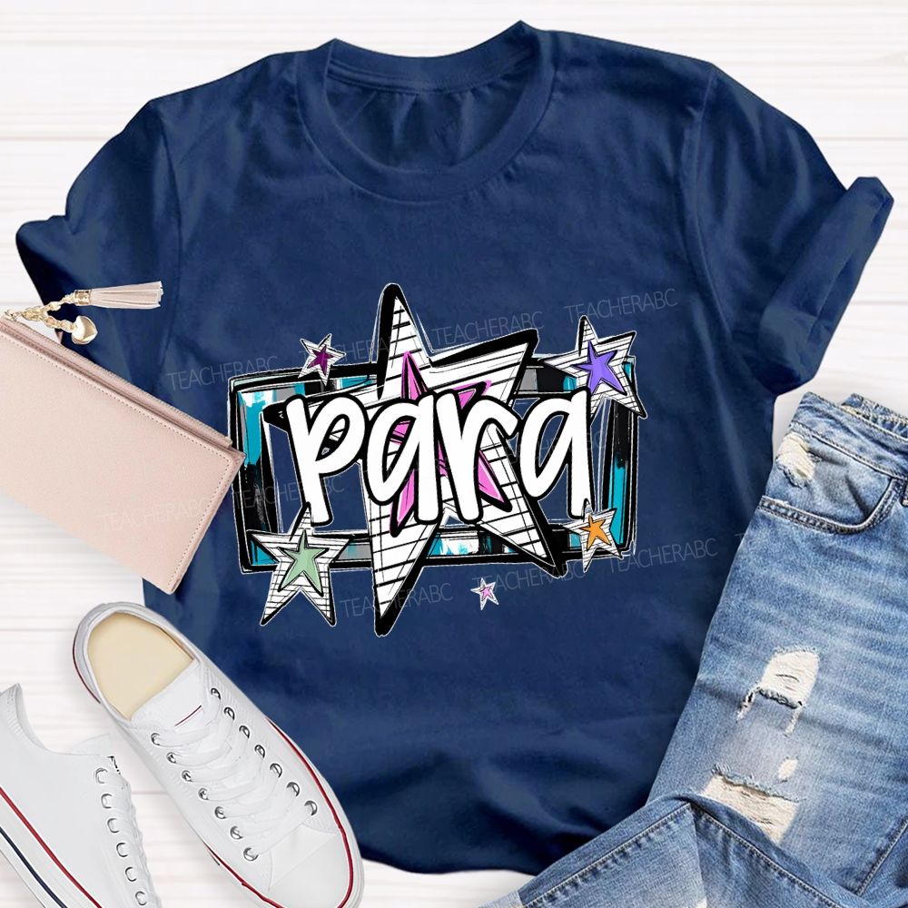 Para Stars Pattern Teacher T-shirt