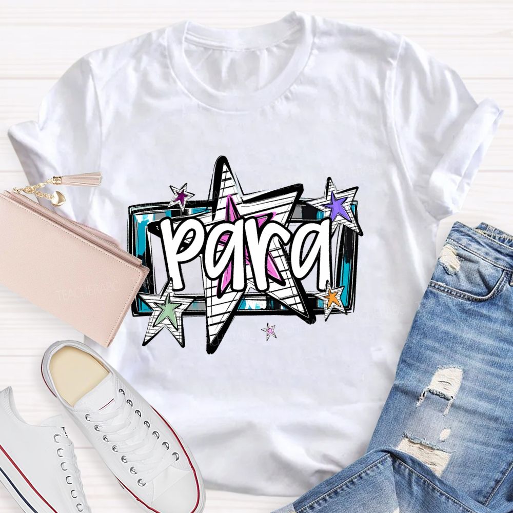 Para Stars Pattern Teacher T-shirt