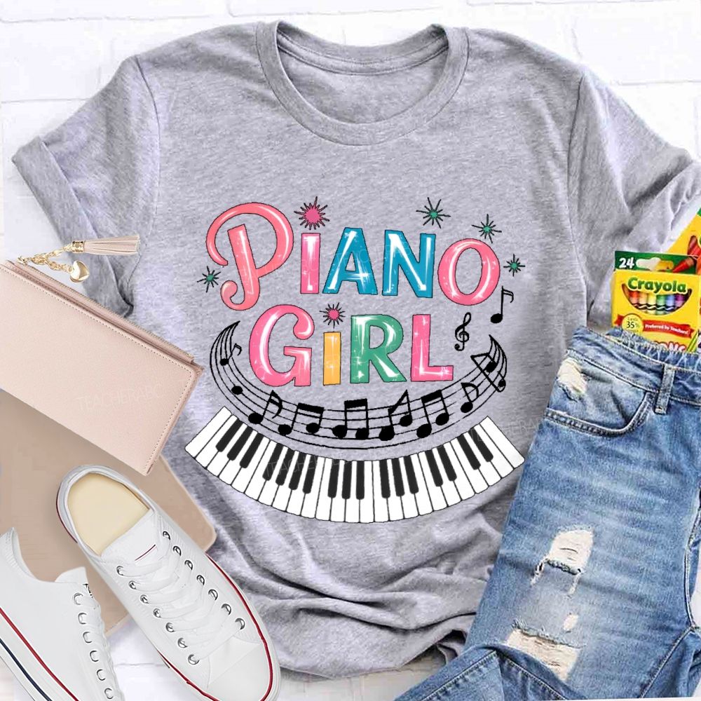 Piano Girl Graphic Teacher T-shirt