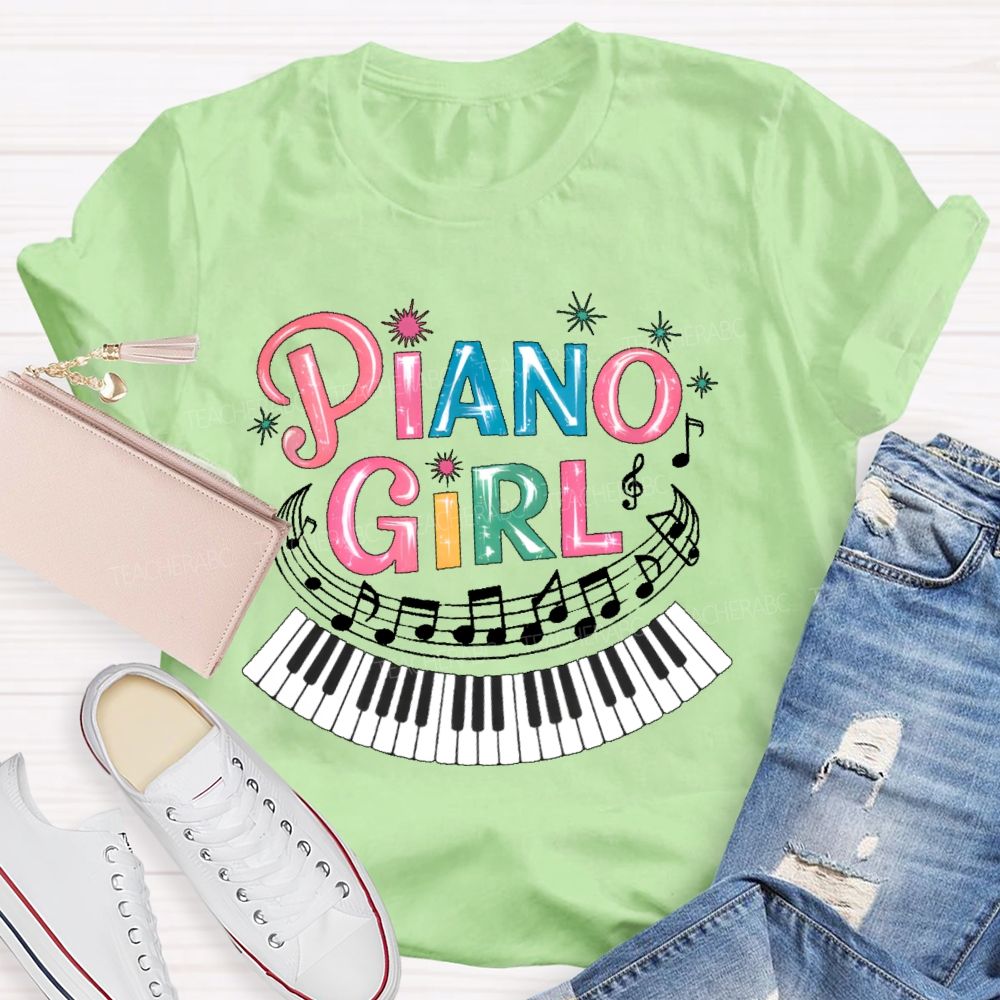 Piano Girl Graphic Teacher T-shirt