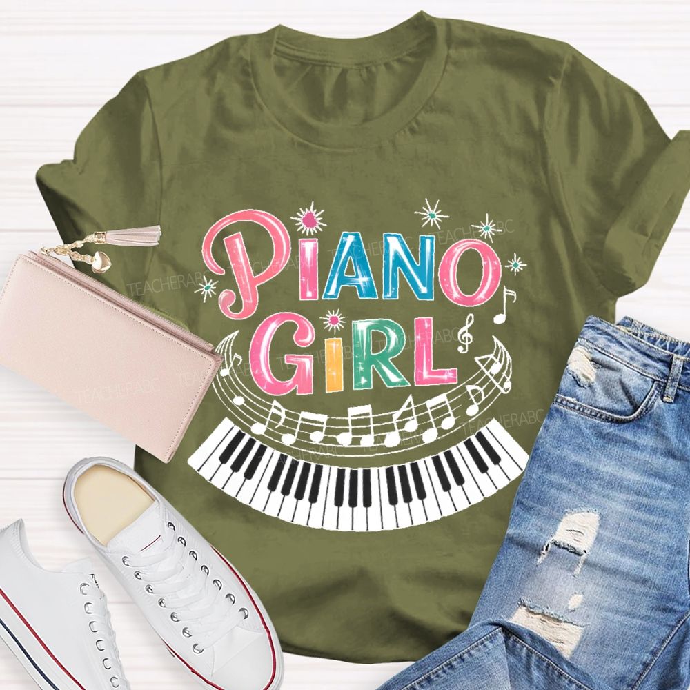 Piano Girl Graphic Teacher T-shirt