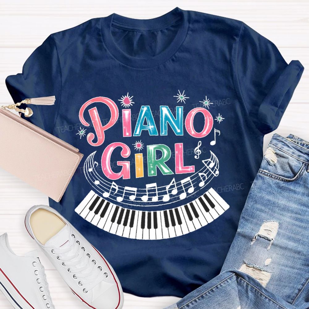Piano Girl Graphic Teacher T-shirt
