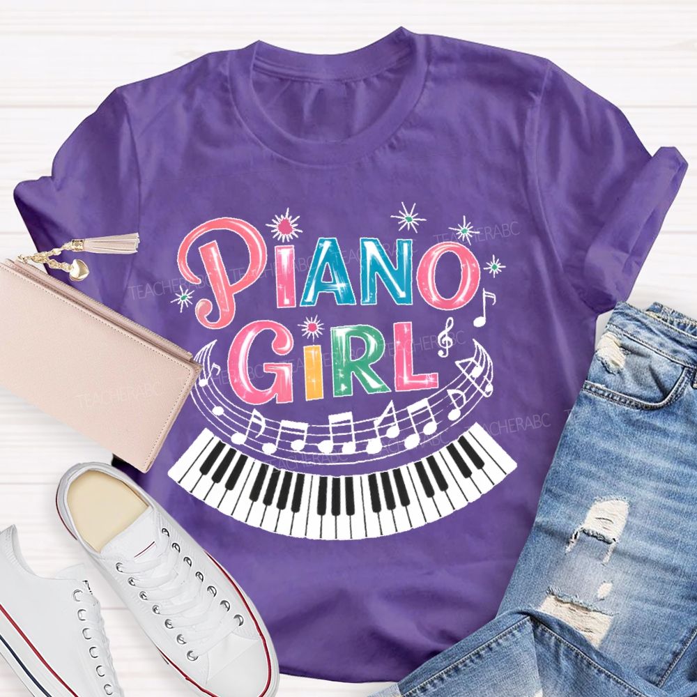 Piano Girl Graphic Teacher T-shirt