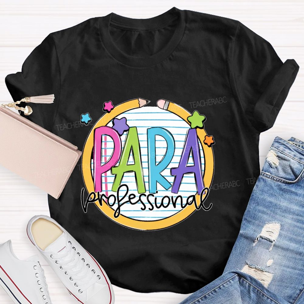 Para Professional Pencil Star Shape Teacher T-shirt