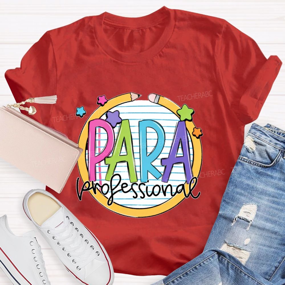 Para Professional Pencil Star Shape Teacher T-shirt