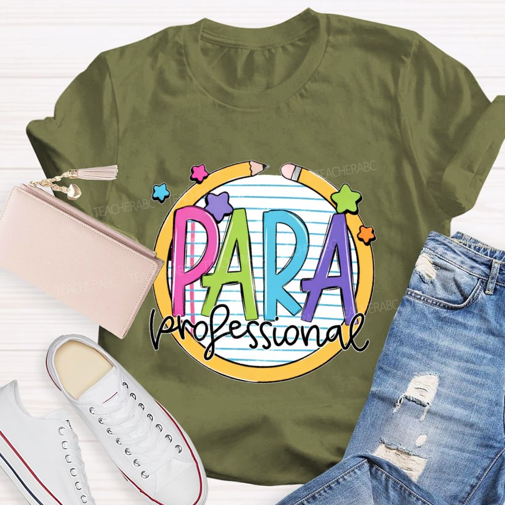 Para Professional Pencil Star Shape Teacher T-shirt