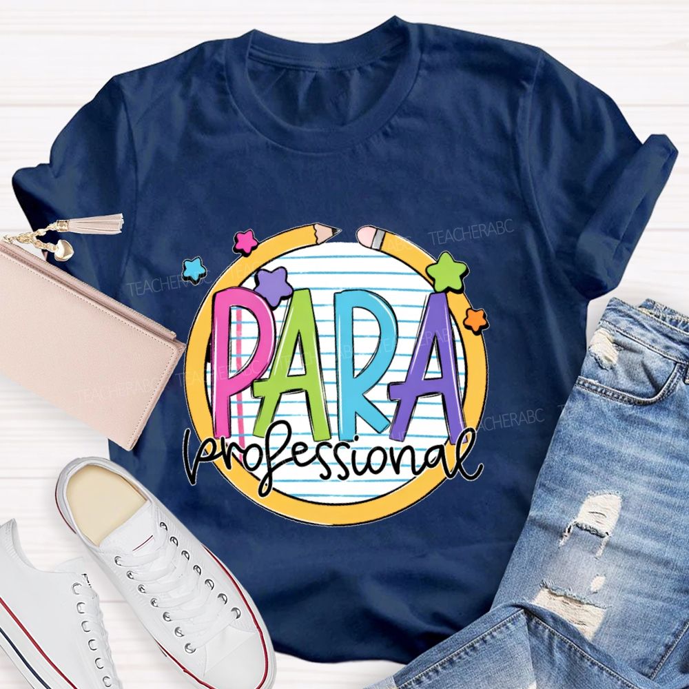 Para Professional Pencil Star Shape Teacher T-shirt