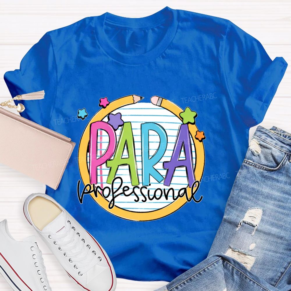 Para Professional Pencil Star Shape Teacher T-shirt