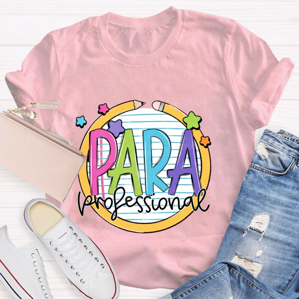 Para Professional Pencil Star Shape Teacher T-shirt