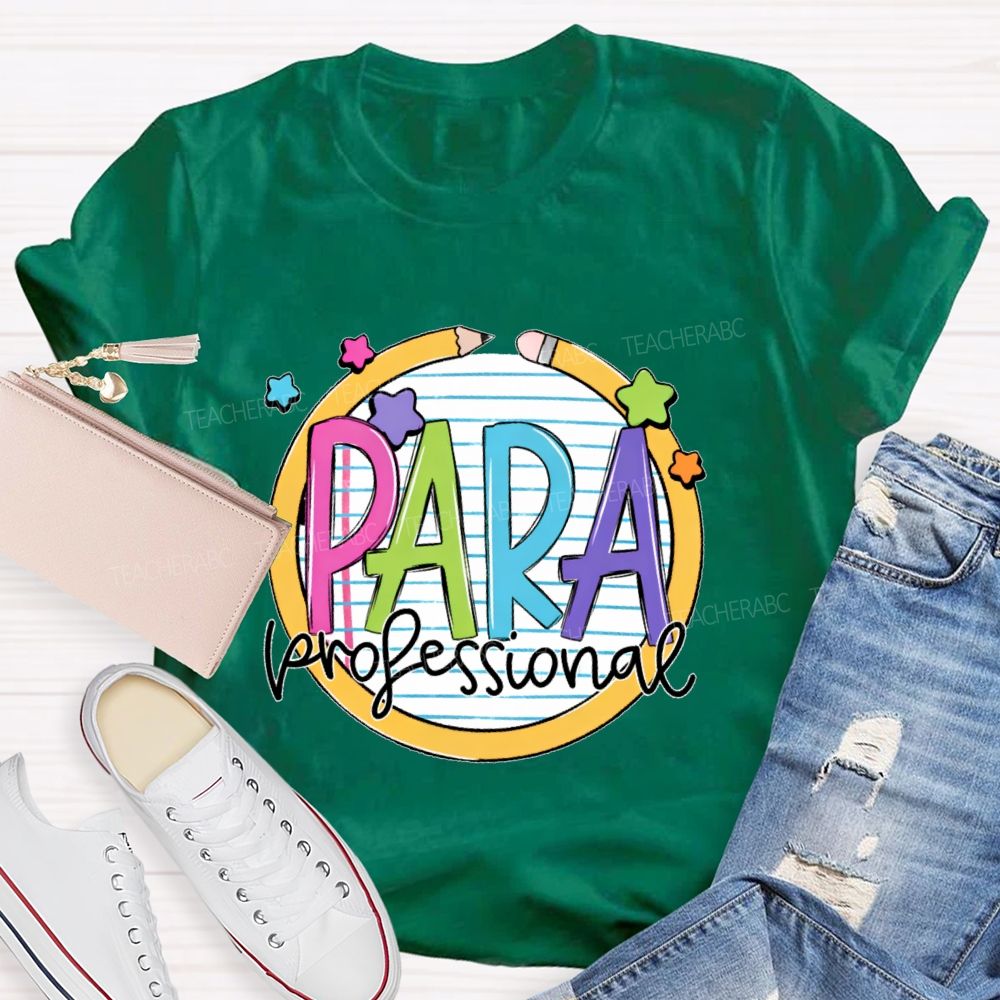 Para Professional Pencil Star Shape Teacher T-shirt