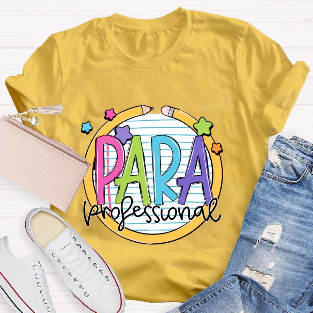 Para Professional Pencil Star Shape Teacher T-shirt