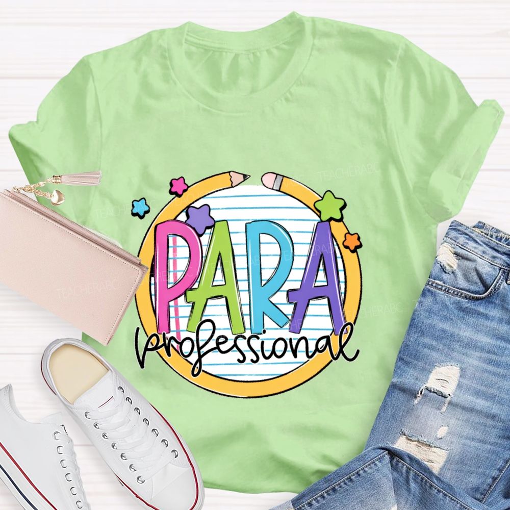 Para Professional Pencil Star Shape Teacher T-shirt
