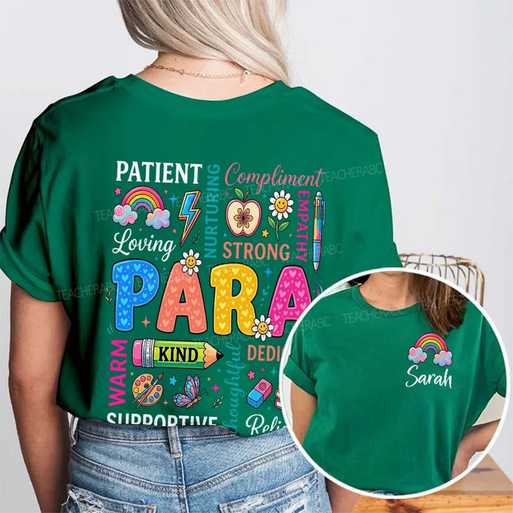 Personalized Name Para Patient Strong Kind Supportive Rainbow Double Printed T-shirt