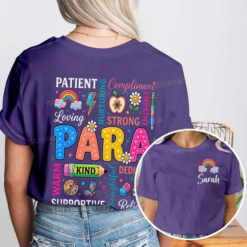 Personalized Name Para Patient Strong Kind Supportive Rainbow Double Printed T-shirt