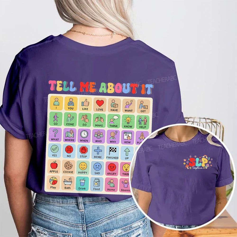 Personalized Name Slp Teal Me About It Double Printed T-shirt