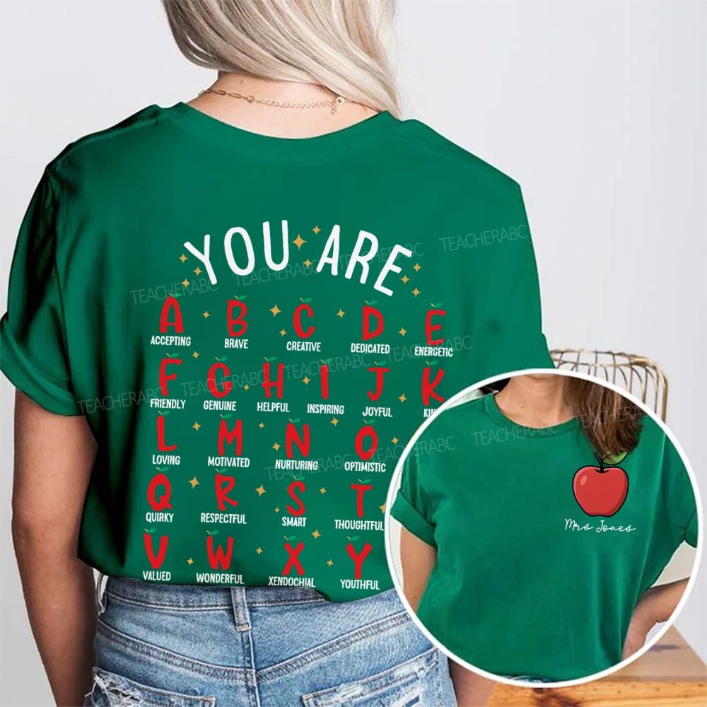 Personalized Name A - Accepting B - Brave C - Creative Double Printed T-shirt