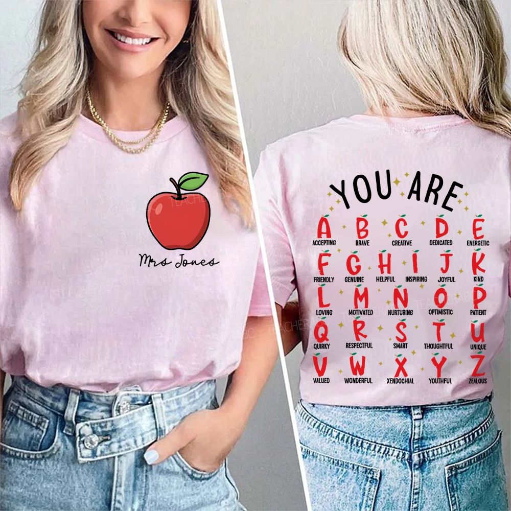 Personalized Name A - Accepting B - Brave C - Creative Double Printed T-shirt