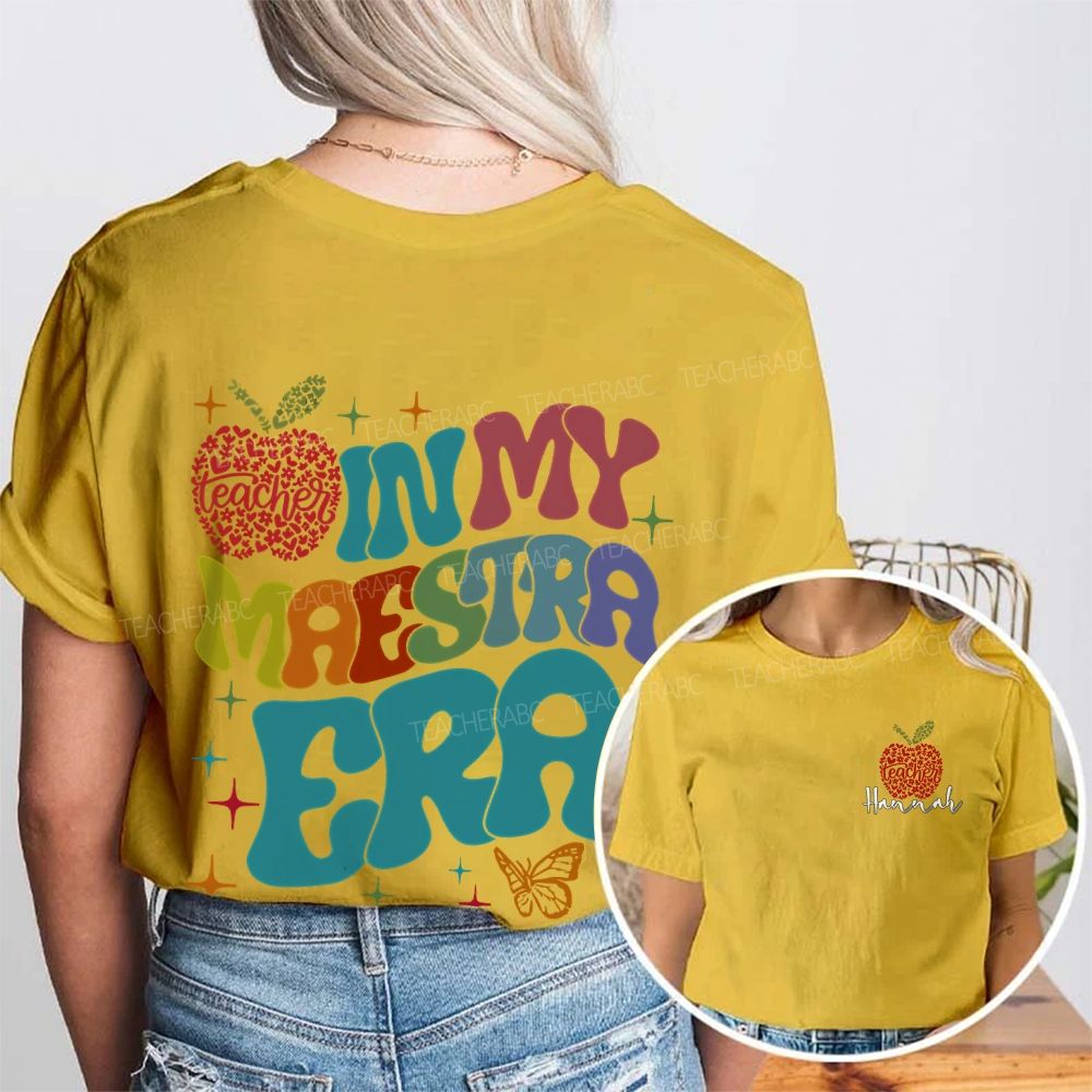 Personalized Name In My Maestra Era Letters Double Printed T-shirt