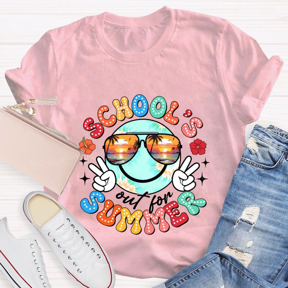 School'S Out For Summer Colorful Polka Dot Font Teacher T-shirt