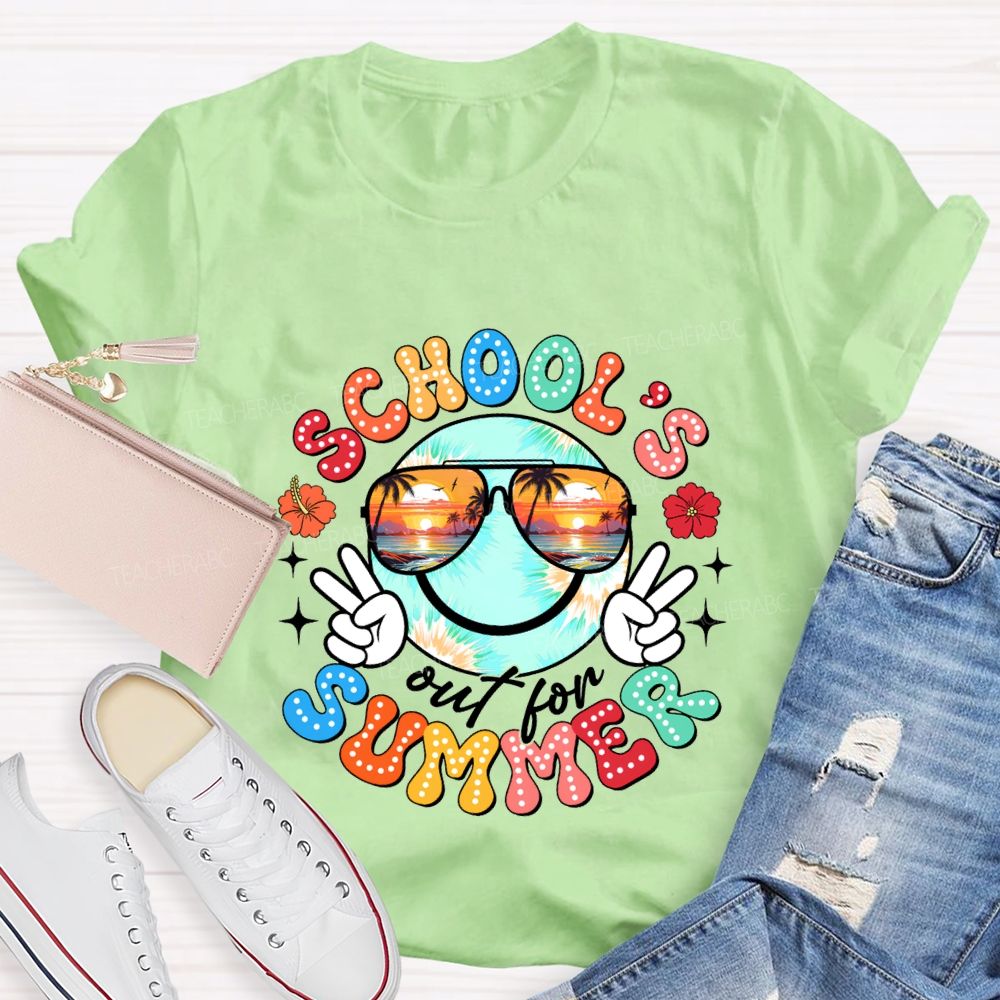 School'S Out For Summer Colorful Polka Dot Font Teacher T-shirt