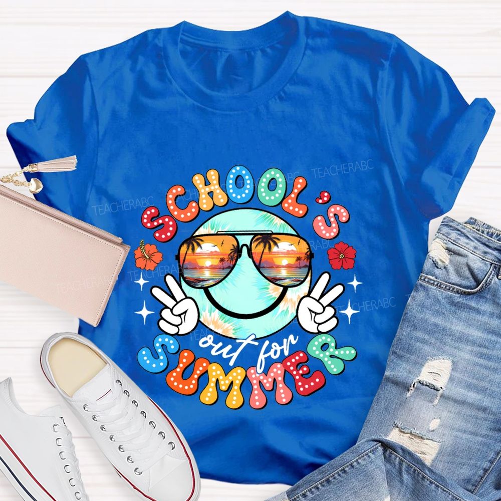 School'S Out For Summer Colorful Polka Dot Font Teacher T-shirt