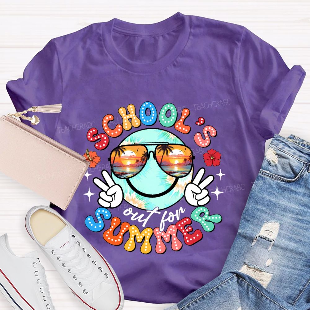 School'S Out For Summer Colorful Polka Dot Font Teacher T-shirt