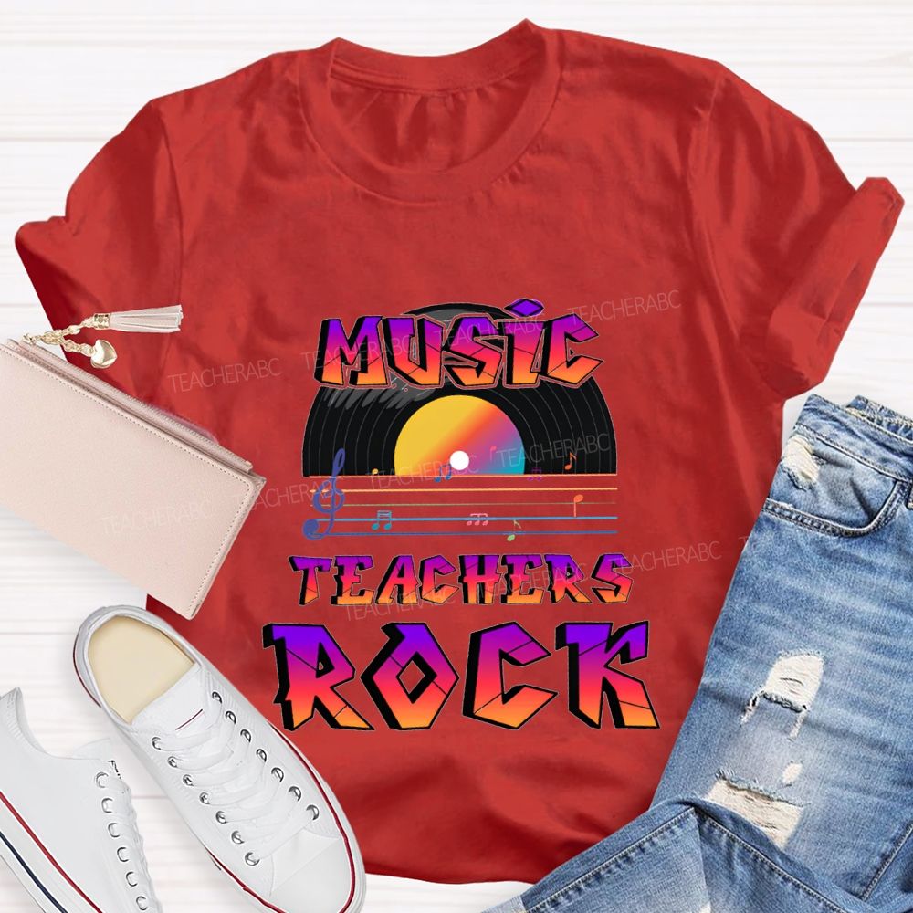 Music Teachers Rock And Musical Notes Teacher T-shirt