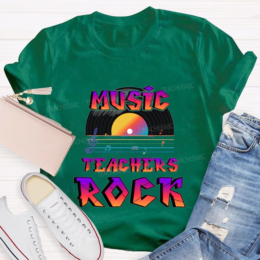 Music Teachers Rock And Musical Notes Teacher T-shirt