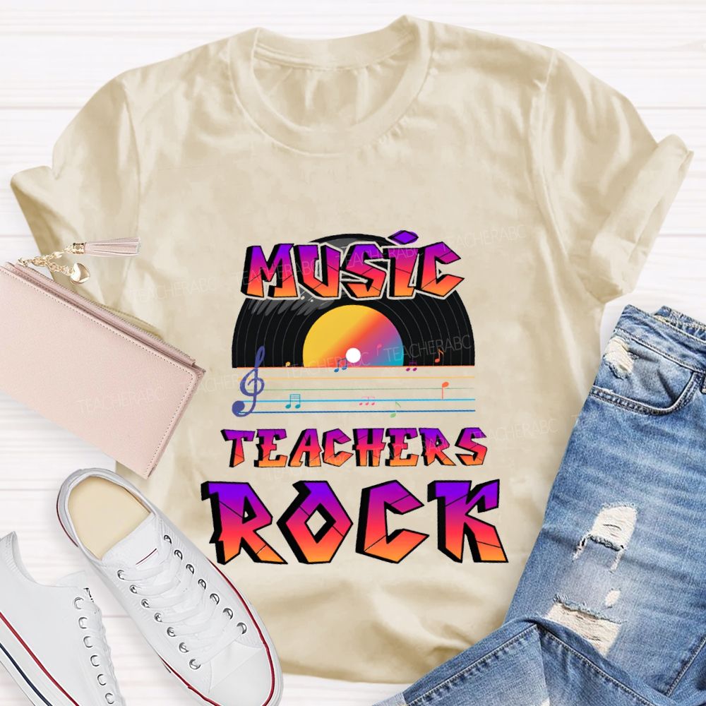 Music Teachers Rock And Musical Notes Teacher T-shirt