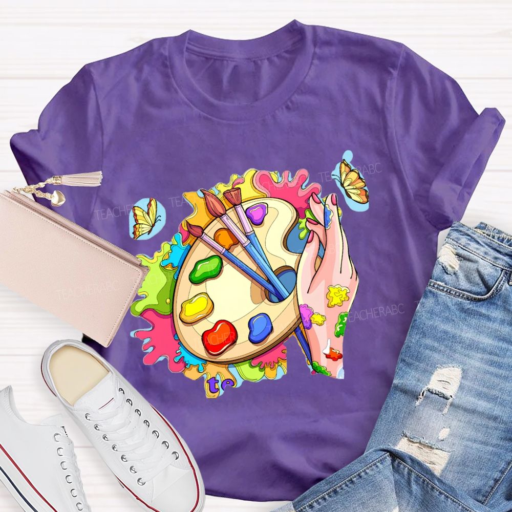 Color The World With Your Own Hands Art Teacher T-shirt