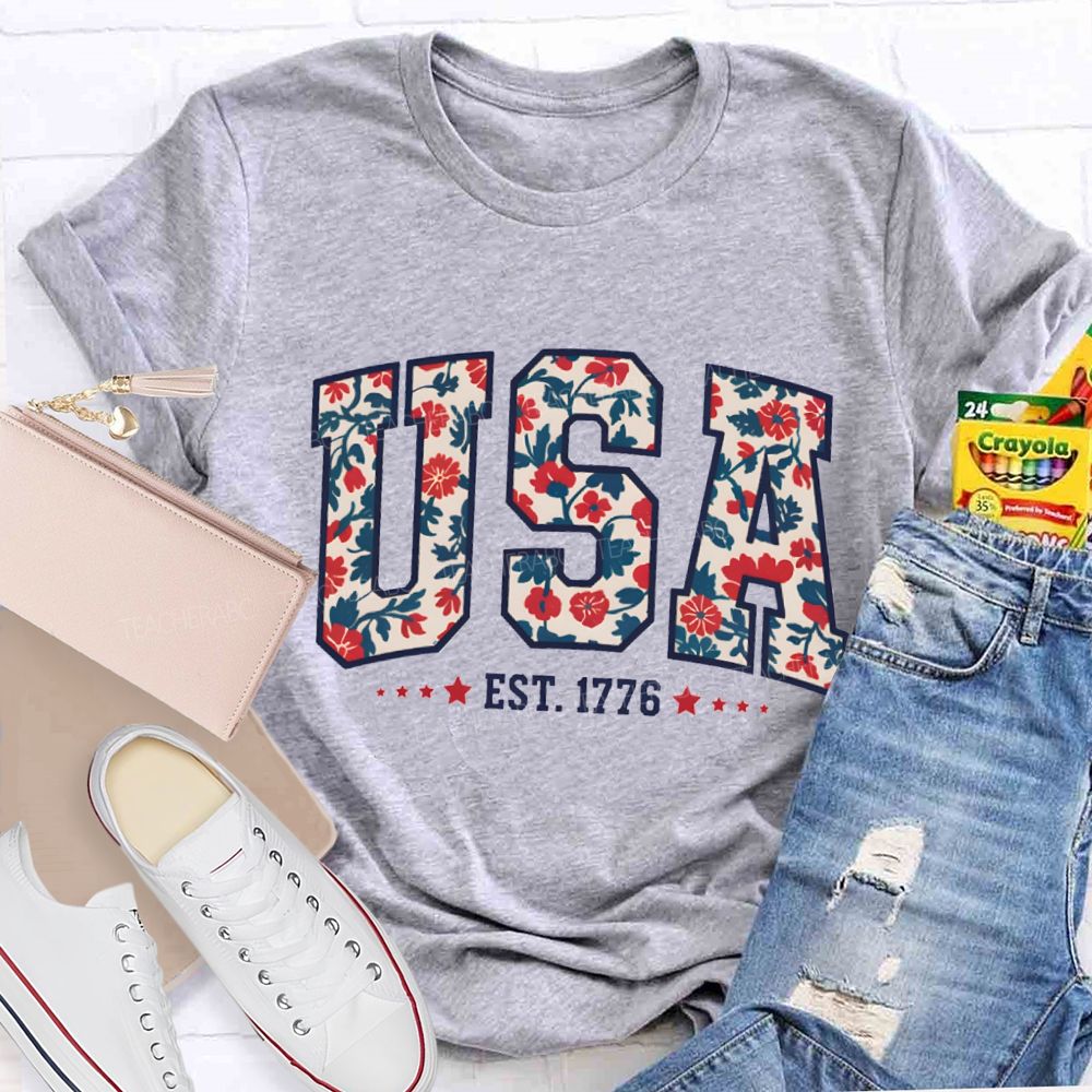 Usa Where Liberty Blooms Teacher T-shirt