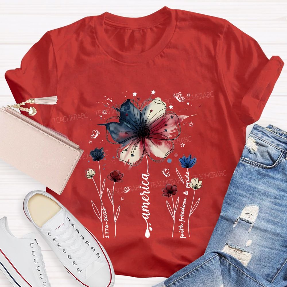 Blooming With Faith Freedom And American Pride T-shirt