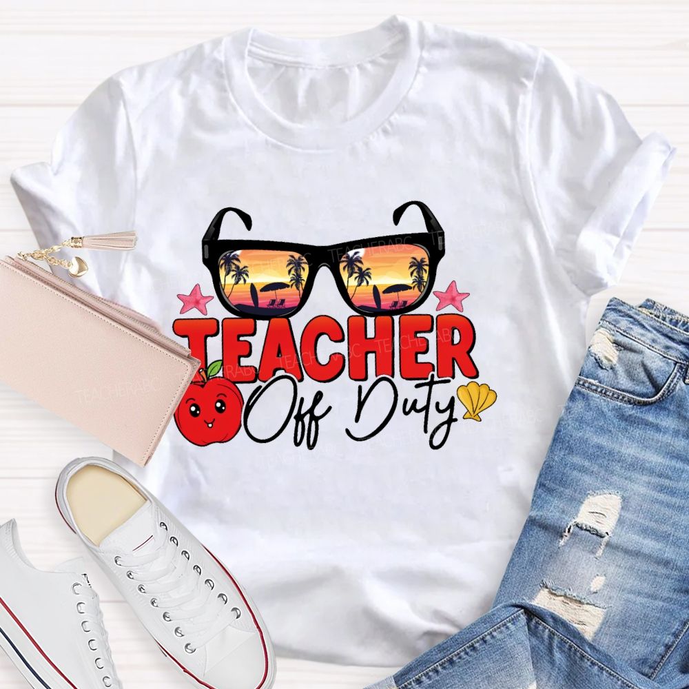 Teacher Off Duty Sunglasses Pattern Teacher T-shirt