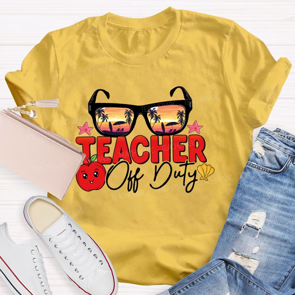Teacher Off Duty Sunglasses Pattern Teacher T-shirt