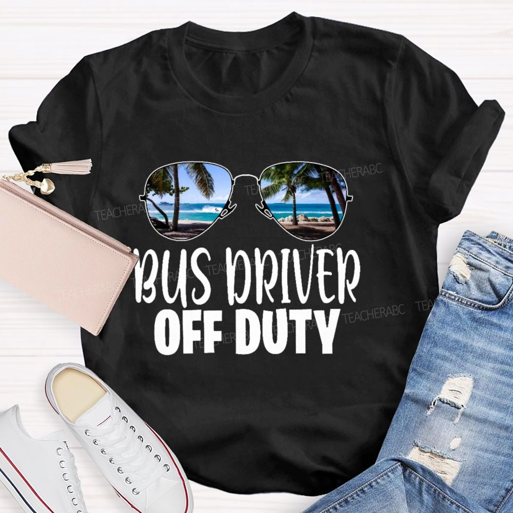 Bus Driver Off Duty Sunglasses Pattern Teacher T-shirt