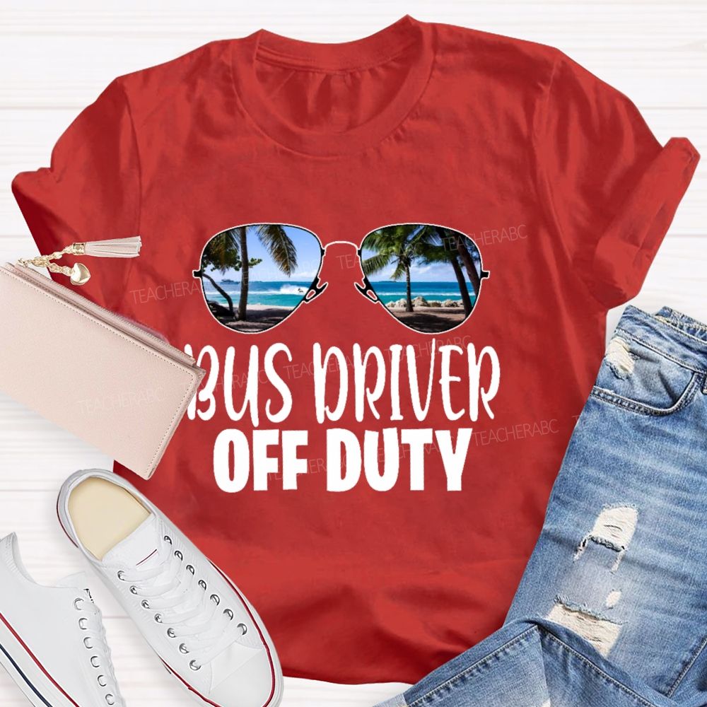 Bus Driver Off Duty Sunglasses Pattern Teacher T-shirt