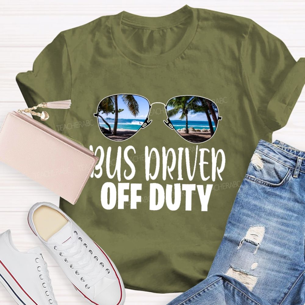 Bus Driver Off Duty Sunglasses Pattern Teacher T-shirt